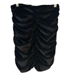 Topshop Women Black Velvet Ruched Skirt Size 4 Casual
